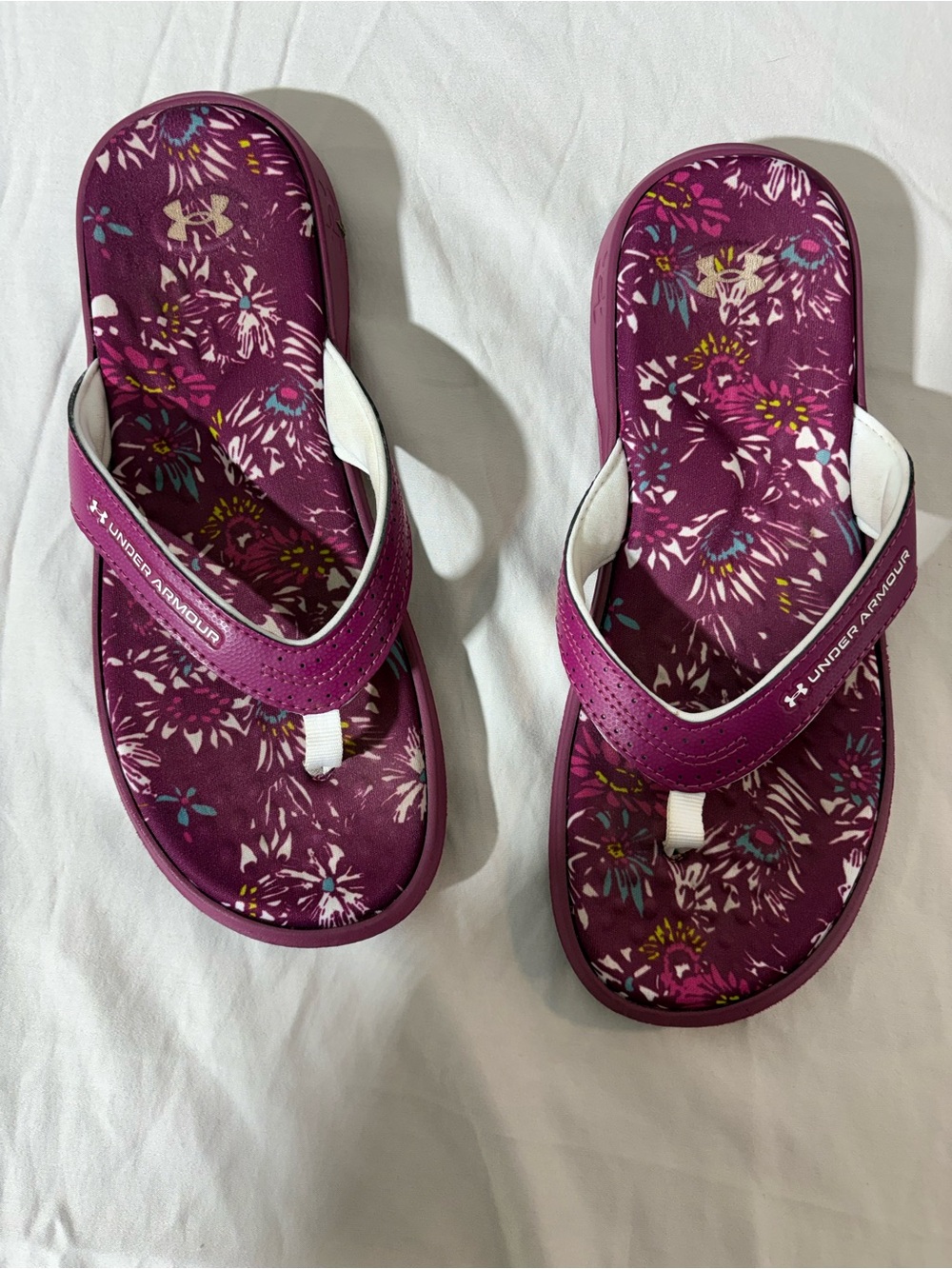 Under Armour Women's Magenta Floral Flip-Flop Sandals